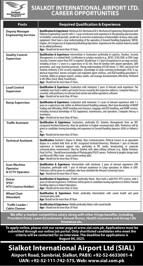 Jobs in Sialkot International Airport Limited